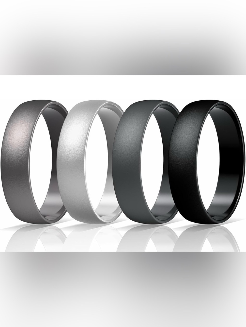 Egnaro Set of 4 Unisex Silicone Wedding Rings Size 9 Standard. NEW.